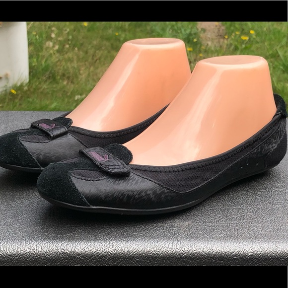 Puma Black Suede slip on Ballets Shoes Size 7.5